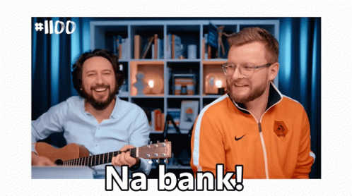 A Man Playing A Guitar Next To Another Man With The Words Na Bank On The Bottom GIF