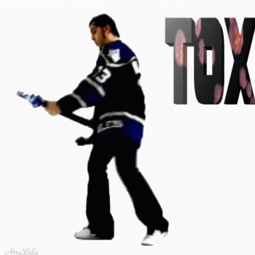 A Man Playing A Guitar With The Word Oxicit Written In The Background GIF