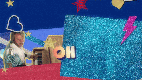 A Man Playing A Piano In A Collage With The Word Oh GIF