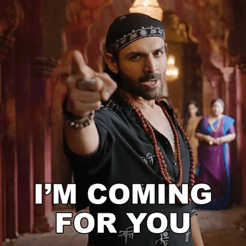A Man Pointing At The Camera With The Words I 'M Coming For You Below Him GIF