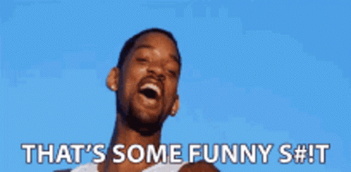 A Man Pointing At The Camera With The Words That 'S Some Funny Shit GIF