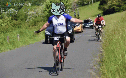 A Man Riding A Bike Wearing A Visa Jersey GIF