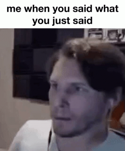 A Man 'S Face Is Shown In A Meme That Says Me When You Said What You Just Said . GIF