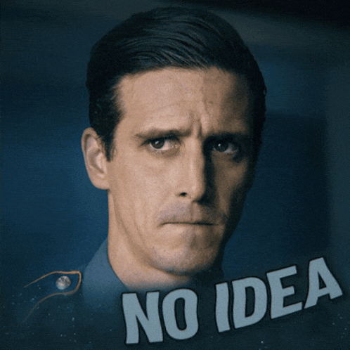 A Man 'S Face Is Shown With The Words " No Idea " Below It GIF