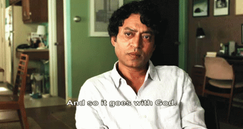 A Man Says " And So It Goes With God " In A Room GIF