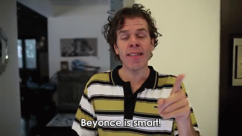 A Man Says Beyonce Is Smart In A Striped Shirt GIF