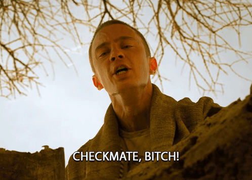 A Man Says Checkmate Bitch While Standing In The Dirt GIF
