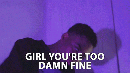 A Man Says Girl You 'Re Too Damn Fine In Front Of A Purple Background GIF
