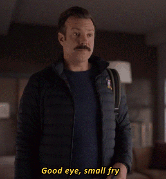 A Man Says Good Eye Small Fry In A Dark Room GIF