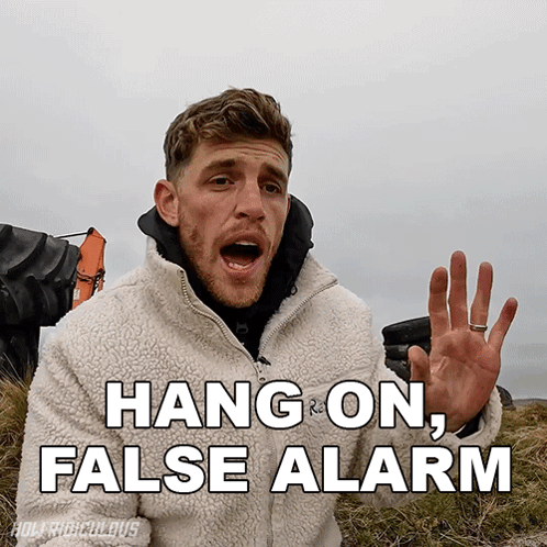 A Man Says Hang On False Alarm With His Hand GIF