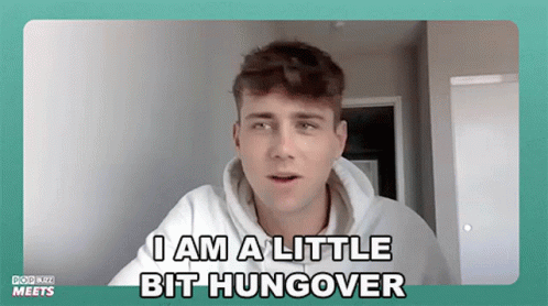 A Man Says I Am A Little Bit Hungover On A Green Background GIF