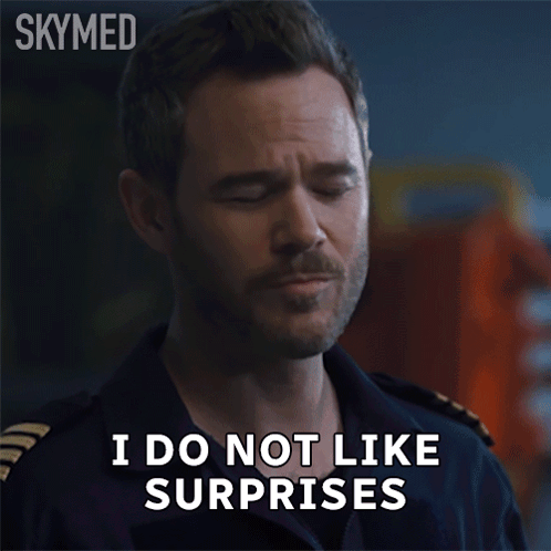 A Man Says " I Do Not Like Surprises " In A Skymed Advertisement GIF