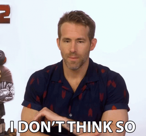 A Man Says " I Don 'T Think So " In Front Of A Poster GIF