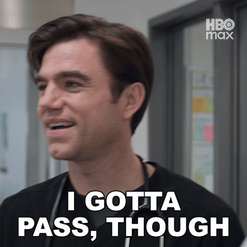 A Man Says " I Gotta Pass Though " In Front Of A Hbo Max Logo GIF