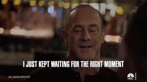 A Man Says " I Just Kept Waiting For The Right Moment " While Smiling GIF