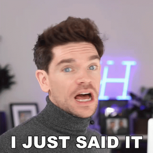 A Man Says I Just Said It In Front Of A Neon Letter H GIF