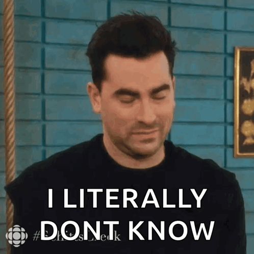 A Man Says I Literally Dont Know In Front Of A Blue Wall GIF