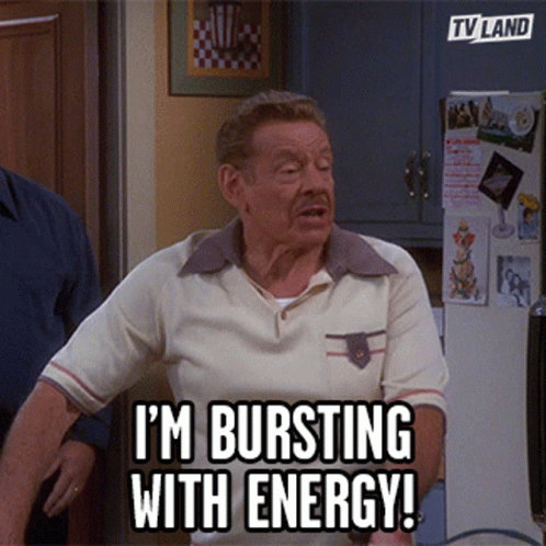 A Man Says I 'M Bursting With Energy In Front Of A Tv Land Logo GIF