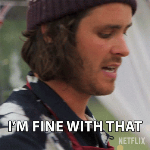 A Man Says I 'M Fine With That In Front Of A Netflix Logo GIF