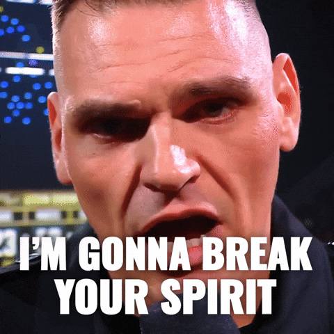 A Man Says " I 'M Gonna Break Your Spirit " With His Mouth Wide Open GIF