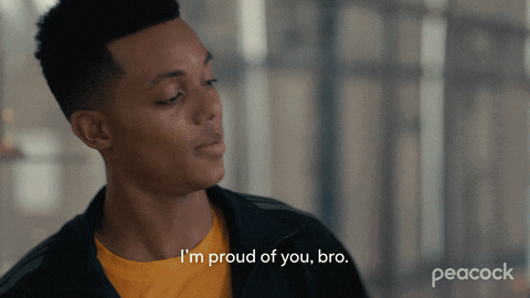 A Man Says I 'M Proud Of You Bro In A Peacock Ad GIF