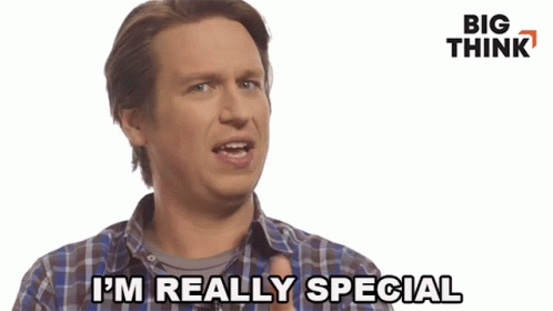 A Man Says I 'M Really Special In Front Of A White Background GIF
