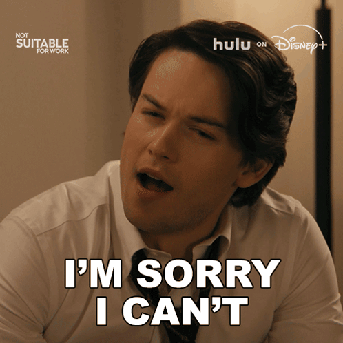 A Man Says I 'M Sorry I Can 'T On A Hulu Ad GIF