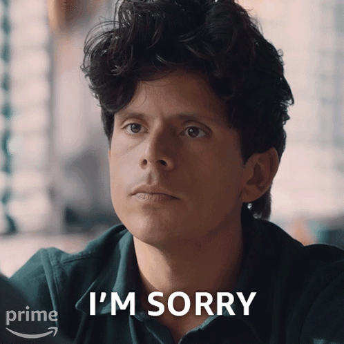 A Man Says I 'M Sorry In Front Of A Prime Logo GIF