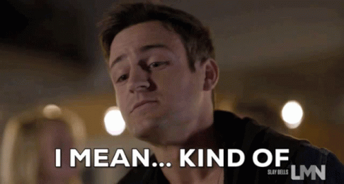 A Man Says I Mean Kind Of Lmn On A Screen GIF