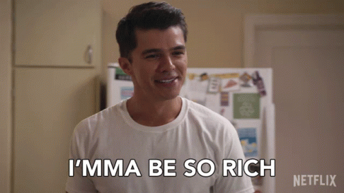 A Man Says I 'Mma Be So Rich In Front Of A Fridge GIF