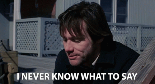 A Man Says I Never Know What To Say In Front Of A Building GIF