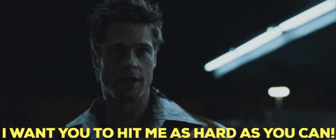A Man Says " I Want You To Hit Me As Hard As You Can " In A Dark Room GIF