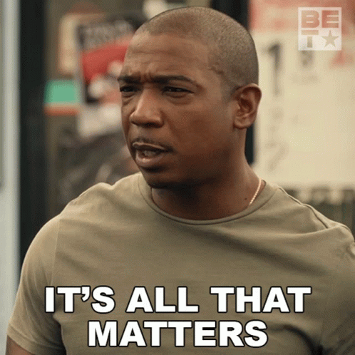 A Man Says It 'S All That Matters While Wearing A Grey Shirt GIF