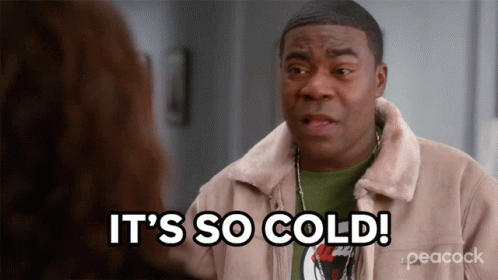 A Man Says It 'S So Cold In A Peacock Advertisement GIF