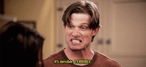 Man Saying It's Terrible While Talking To Woman GIF