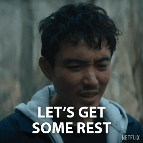 A Man Says Let 'S Get Some Rest With A Netflix Logo Behind Him GIF