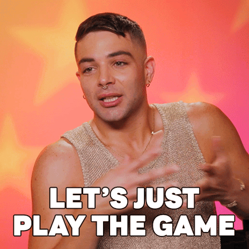 A Man Says " Let 'S Just Play The Game " While Wearing A Gold Tank Top GIF