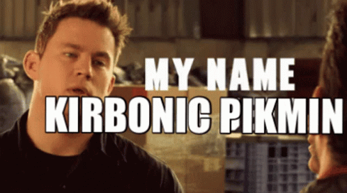 A Man Says My Name Kirbonic Pikmin In Front Of Another Man GIF