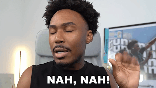A Man Says Nah Nah In Front Of A Picture Of A Basketball Player GIF