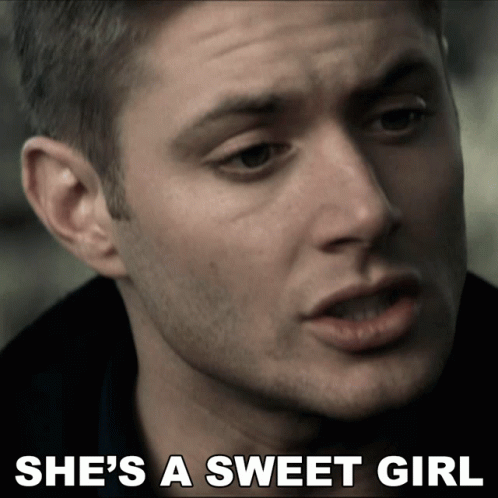 A Man Says She 'S A Sweet Girl Next To A Picture Of His Face GIF