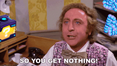A Man Says So You Get Nothing In Front Of A Box With A Question Mark On It GIF