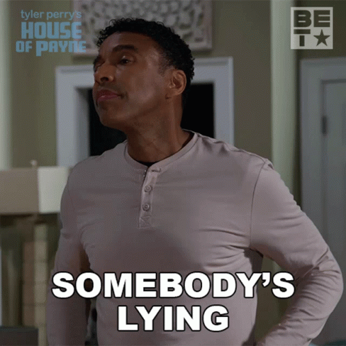 A Man Says Somebody 'S Lying In Front Of A House Of Payne Logo GIF