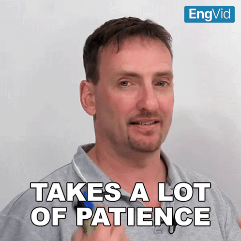 a man says " takes a lot of patience " in front of an engvid logo