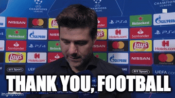 a man says thank you football in front of a wall of advertisements