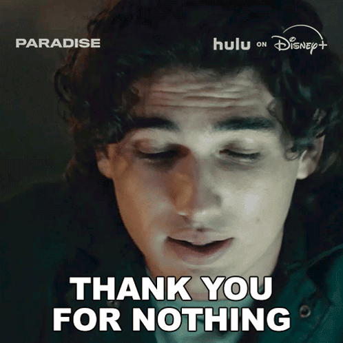 A Man Says " Thank You For Nothing " In Front Of A Disney Logo GIF