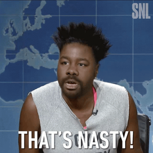 A Man Says That 'S Nasty In Front Of A Map Of The World GIF