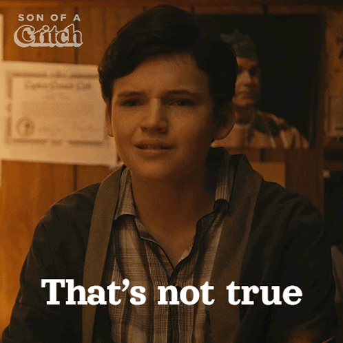 A Man Says That 'S Not True In Front Of A Sign That Says Son Of A Grifch GIF