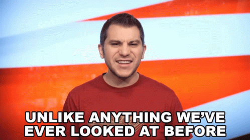 A Man Says " Unlike Anything We 'Ve Ever Looked At Before " In Front Of An American Flag GIF
