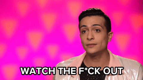 A Man Says " Watch The F * Ck Out " While Wearing A Pink Jacket GIF