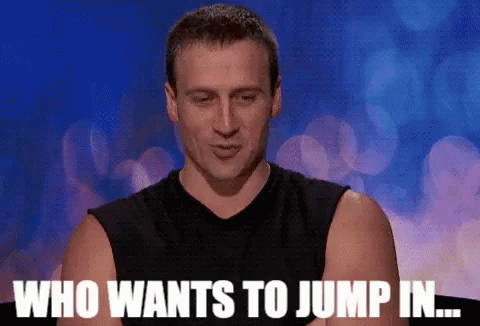 A Man Says Who Wants To Jump In GIF